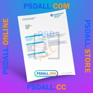 Barclays Bank Credit Card Statement PDF Template