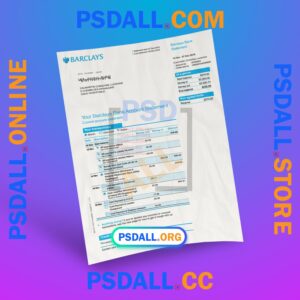 Barclays Bank Statement PSD Template