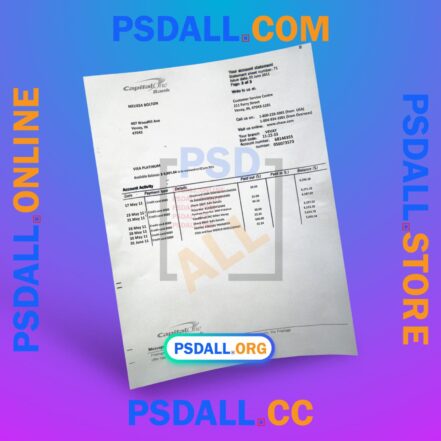Capital One Bank Statement PSD Template