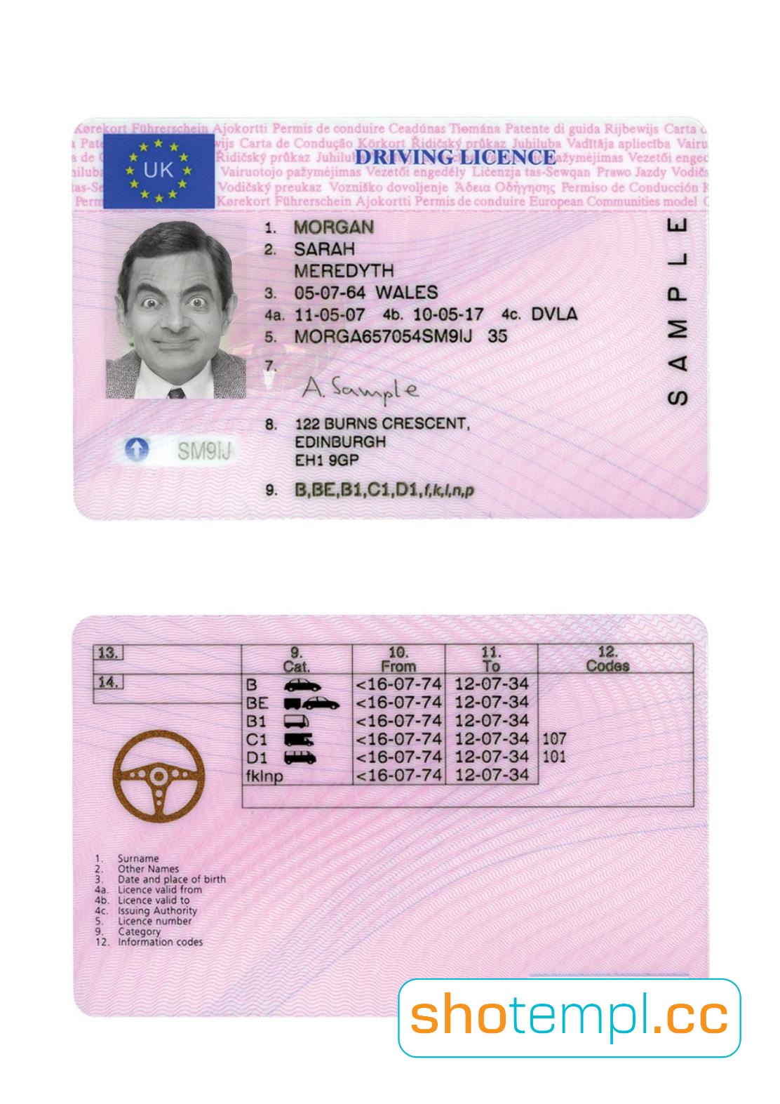 United Kingdom (UK) Driver License PSD Template V1