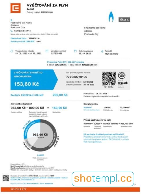 Czech Republic KB Utility Bill PSD Template