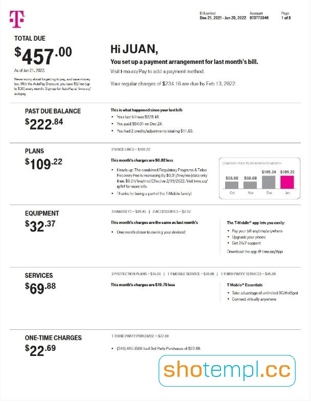 Netherlands S.T. MOBILE Utility Bill PDF Template