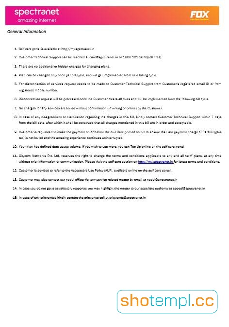 Nigeria Spectranet Amazing Internet Utility Bill PDF Template