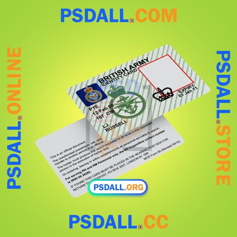 British Army ID Card PSD Template psdall.org