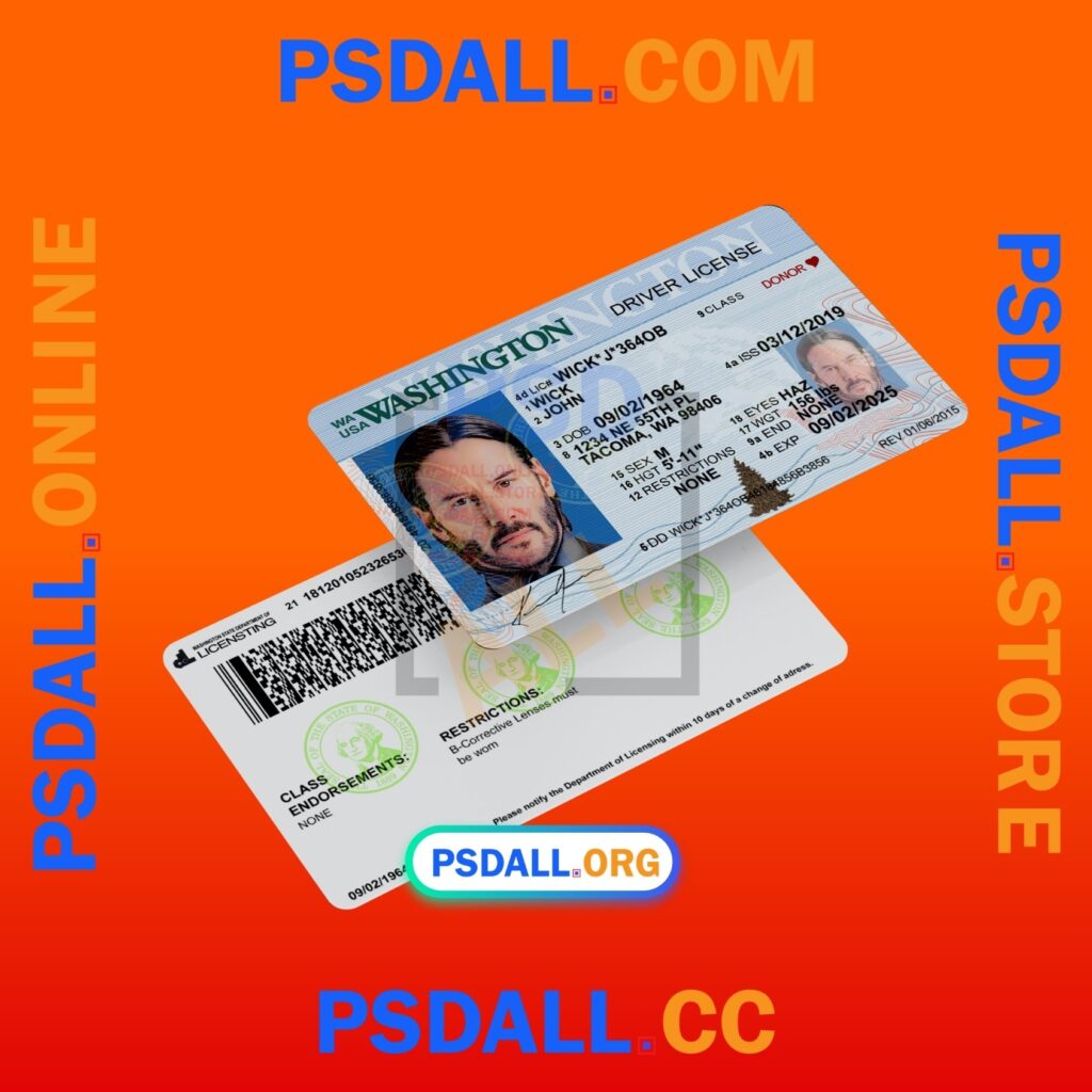 Washington Driver License PSD Template V3